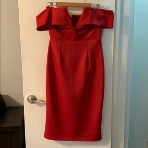 Strapless off shoulder midi dress, deep v